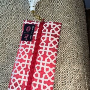 Red and White Patterned Women's Accessory Pouch